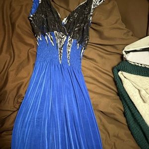 very long blue dress